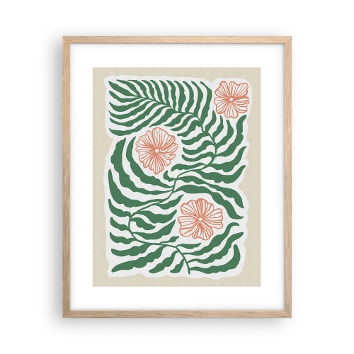 Poster in cornice rovere chiaro - Fioritura nel verde - 40x50 cm