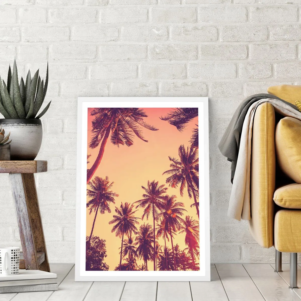 Poster in cornice bianca - Composizione tropicale - 70x100 cm