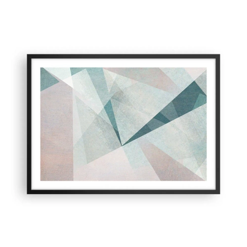 Poster in cornice nera - Forme geometriche in tonalità pastello di blu e grigio - 70x50cm - Con calma ma dinamicamente - Decorazione murale moderna per soggiorno e camera da letto ARTTOR
