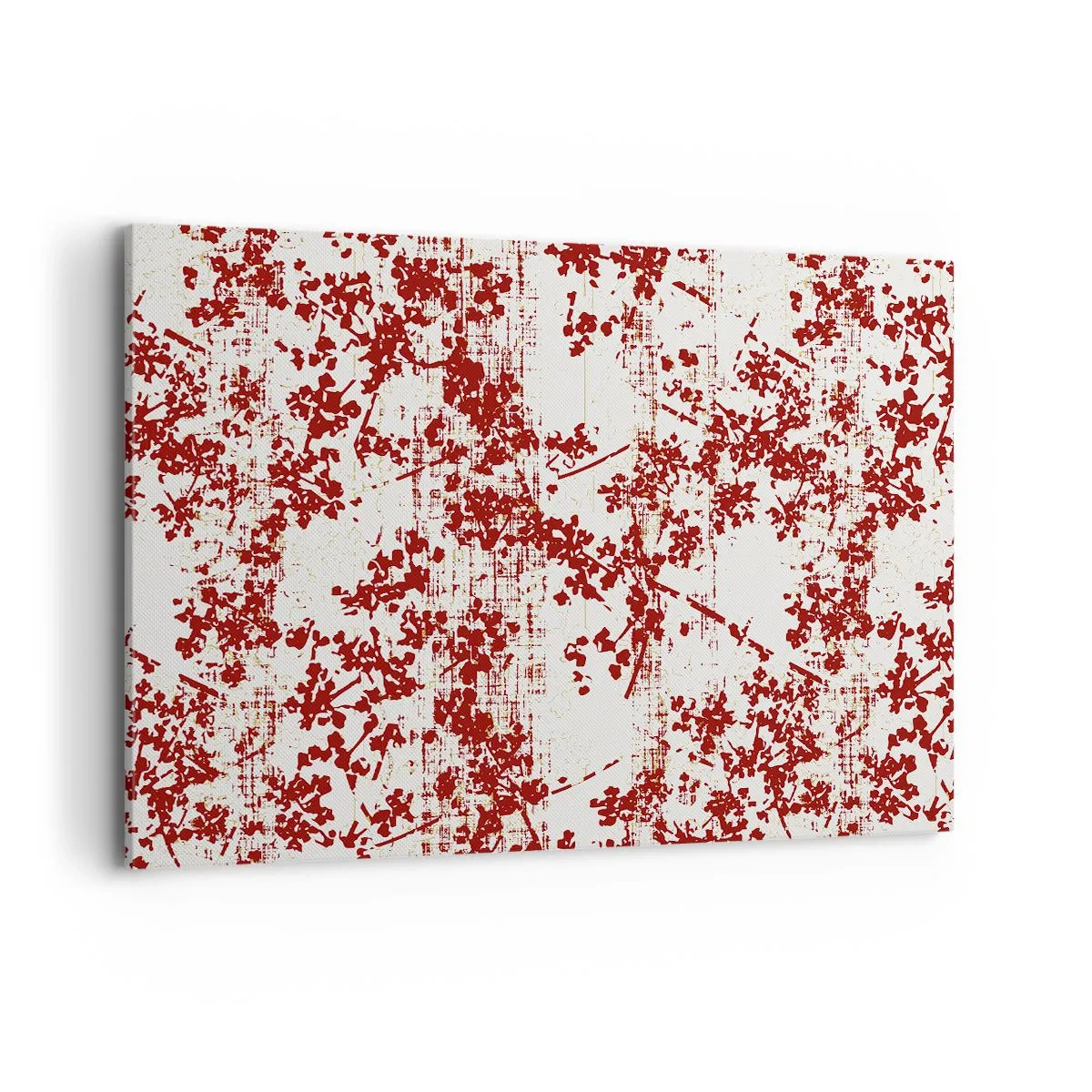 Quadro su tela - Stampe su Tela - Fiori rossi su sfondo bianco in stile artistico - 120x80cm - Come l'antico percalle - Decorazione murale moderna per soggiorno e camera da letto ARTTOR