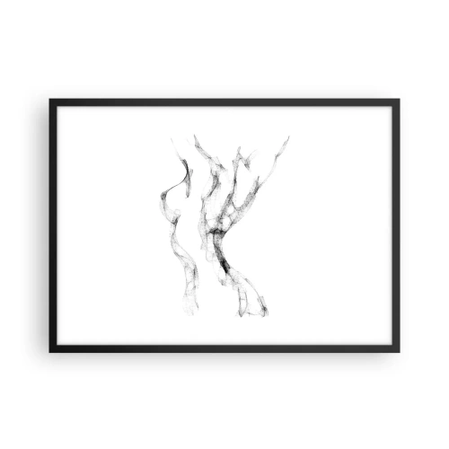 Poster in cornice nera - Linee delicate e astratte che ricordano scie di fumo su uno sfondo chiaro - 70x50cm - Bella e forte - Decorazione murale moderna per soggiorno e camera da letto ARTTOR