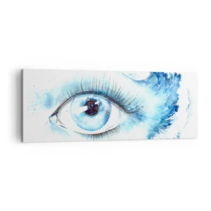Quadro su tela - Stampe su Tela - Acquerello artistico di un occhio con un'onda dinamica - 140x50cm - Immergersi nell'azzurro dello sguardo - Decorazione murale moderna per soggiorno e camera da letto ARTTOR