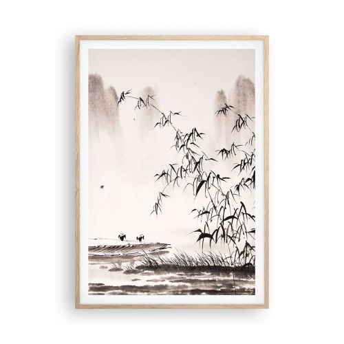 Poster in cornice rovere chiaro - Il silenzio dei campi di riso - 70x100 cm