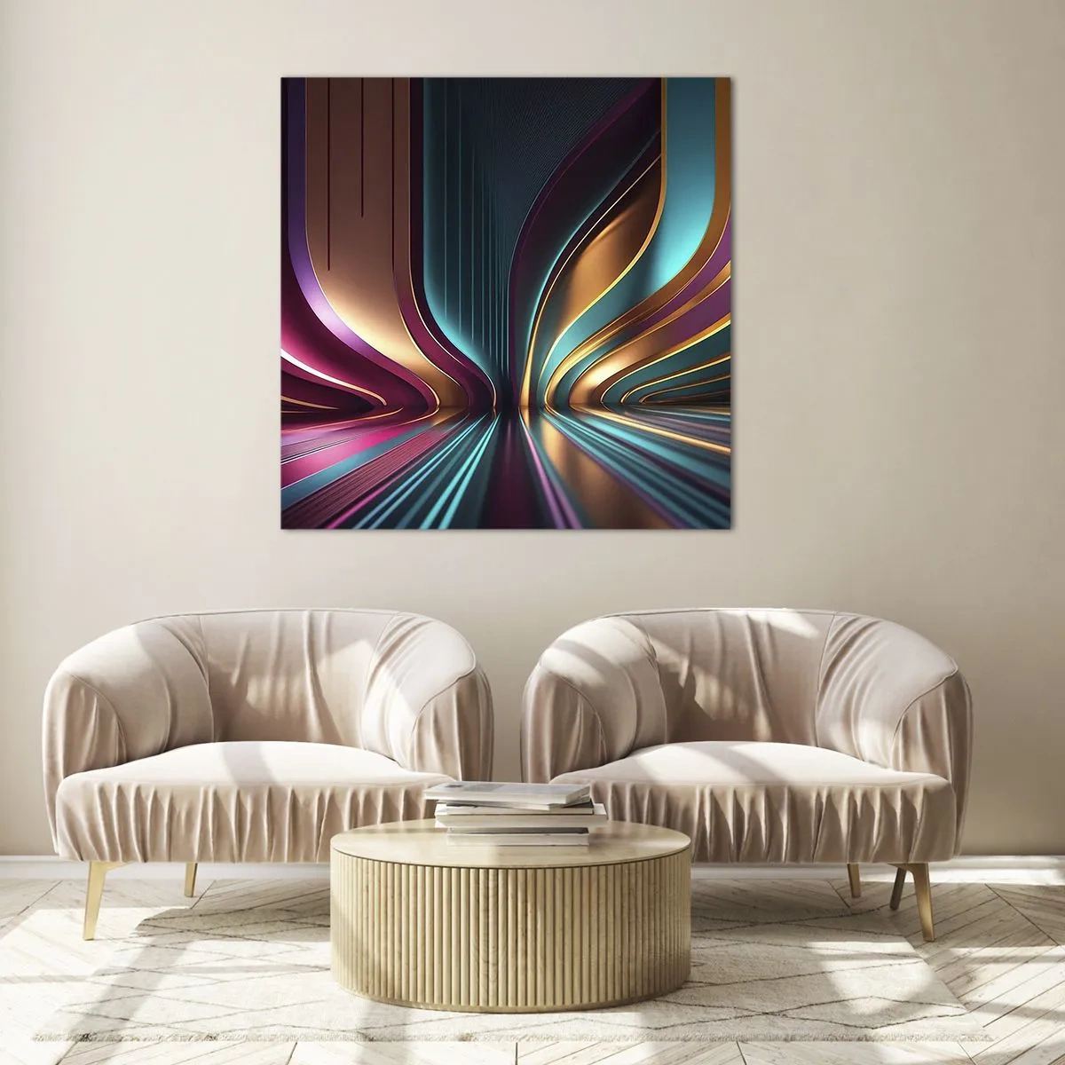 Quadro su vetro - Architettura di luce - 50x50 cm