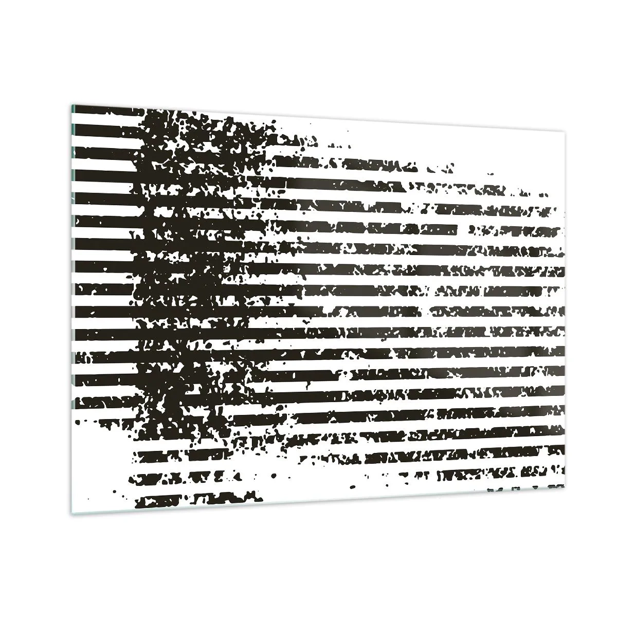 Quadro su vetro - Linee orizzontali in bianco e nero con effetti di rumore e abrasione - 100x70cm - Ritmo e rumore - Decorazione murale moderna per soggiorno e camera da letto ARTTOR