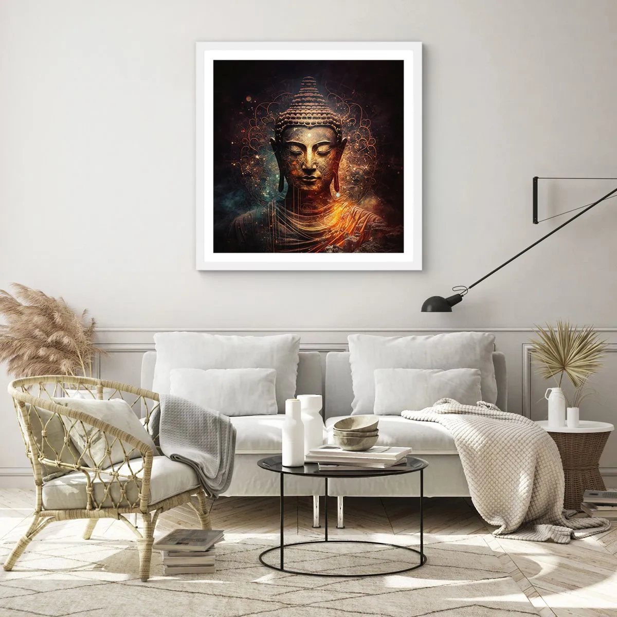 Poster in cornice bianca - Equilibrio spirituale - 40x40 cm