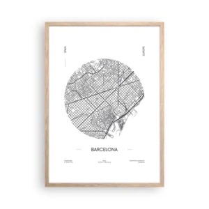 Poster in cornice rovere chiaro - Anatomia di Barcellona - 50x70 cm
