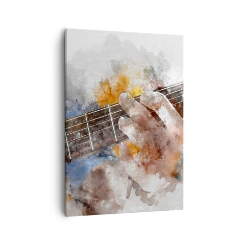 Quadro su tela - Stampe su Tela - Immagine astratta di una mano che suona la chitarra - 50x70cm - Poesia tra le corde - Decorazione murale moderna per soggiorno e camera da letto ARTTOR