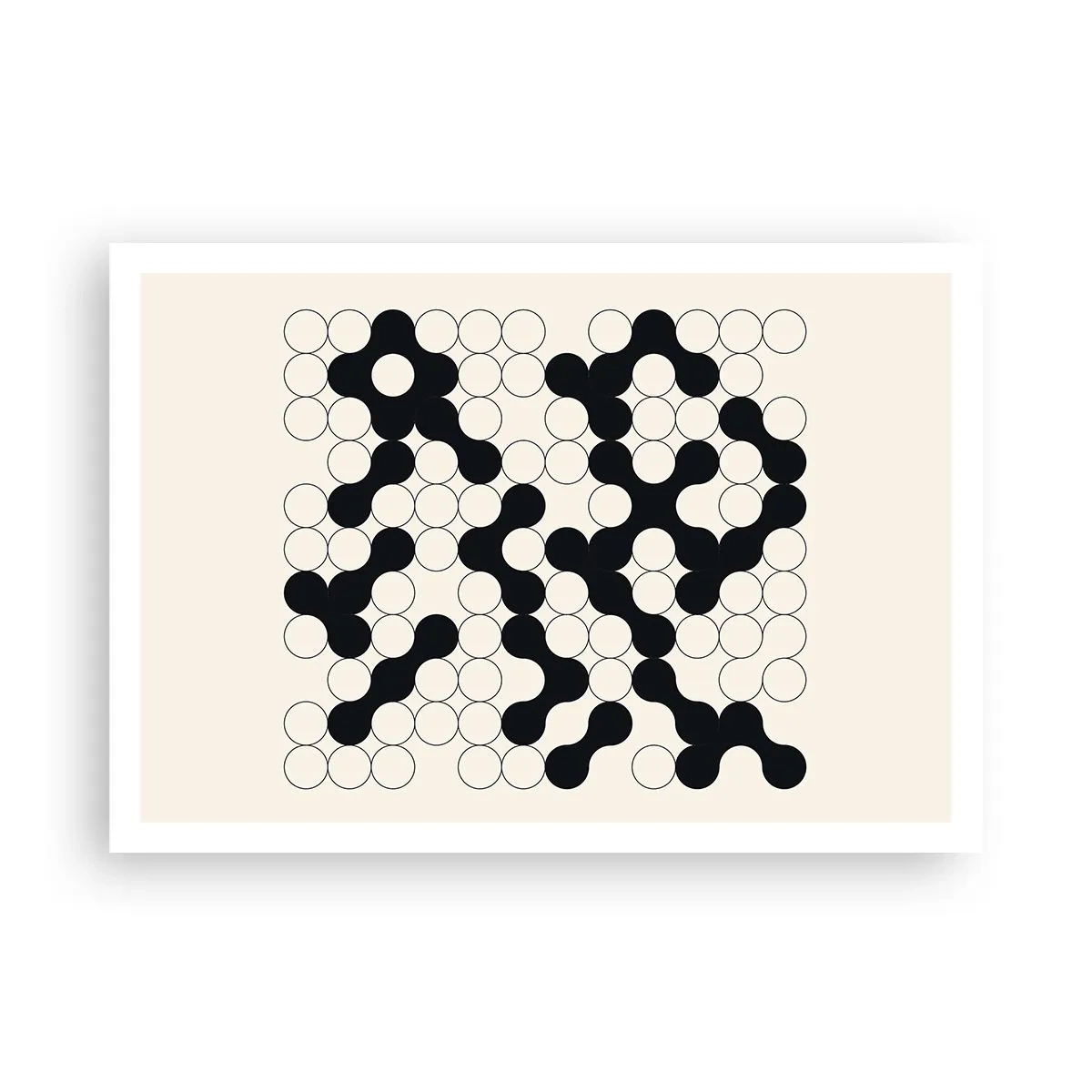 Poster - Motivi in bianco e nero con cerchi su sfondo chiaro - 100x70cm - Gioco cinese: variazione - Decorazione murale moderna per soggiorno e camera da letto ARTTOR