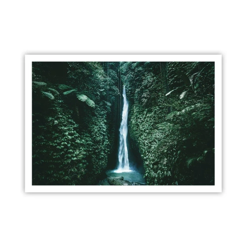 Poster - Una cascata circondata da una fitta vegetazione tropicale - 100x70cm - Terme tropicali - Decorazione murale moderna per soggiorno e camera da letto ARTTOR