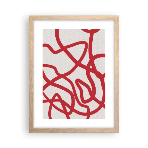 Poster in cornice rovere chiaro - Rosso su bianco - 30x40 cm