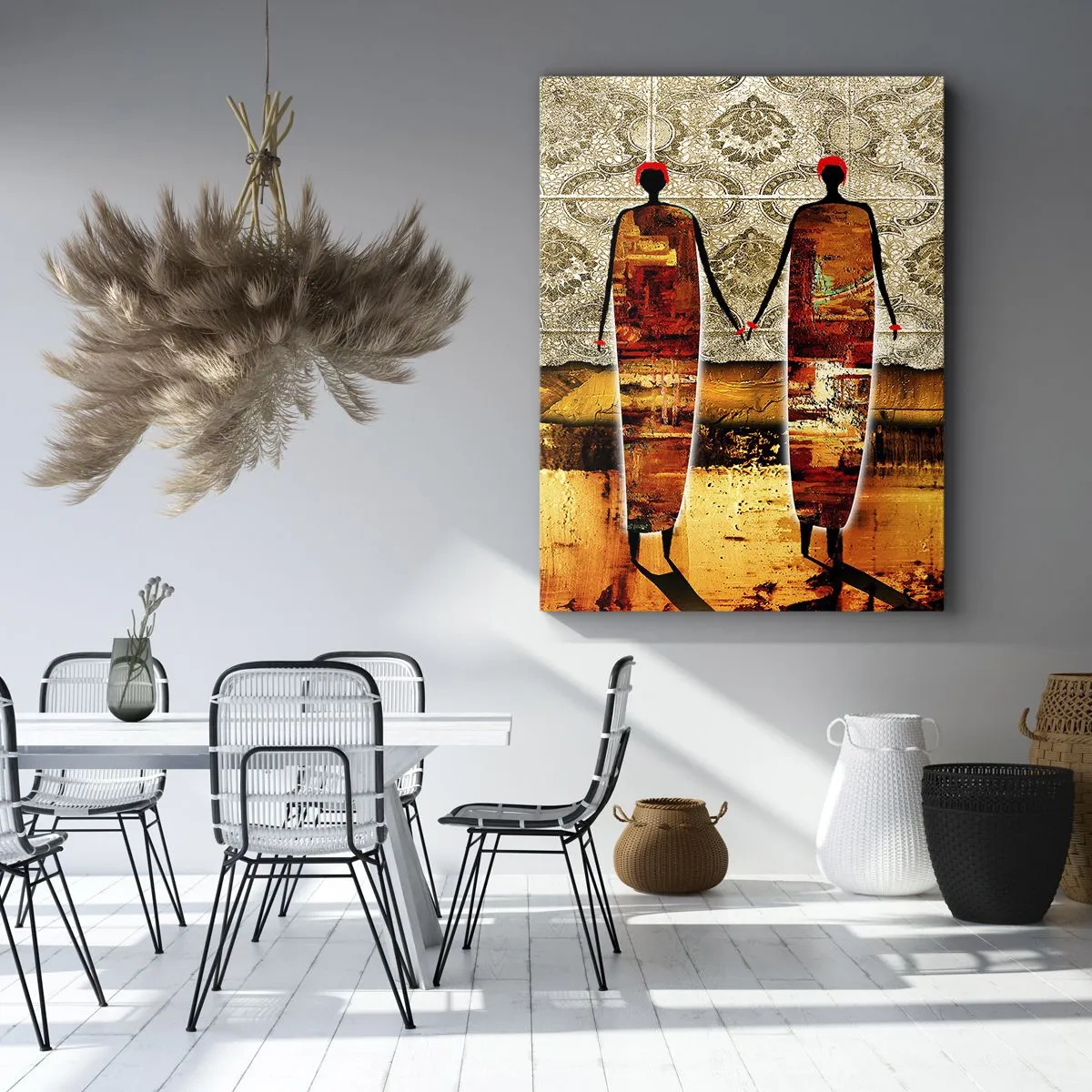 Quadro su tela - Stampe su Tela - Composizione etnica nei colori dell'Africa - 55x100 cm