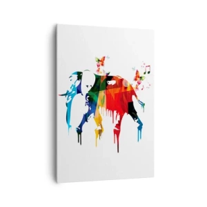 Quadro su tela - Stampe su Tela - Elefante colorato con farfalle in uno stile geometrico moderno - 70x100cm - Ognuno può ballare - Decorazione murale moderna per soggiorno e camera da letto ARTTOR