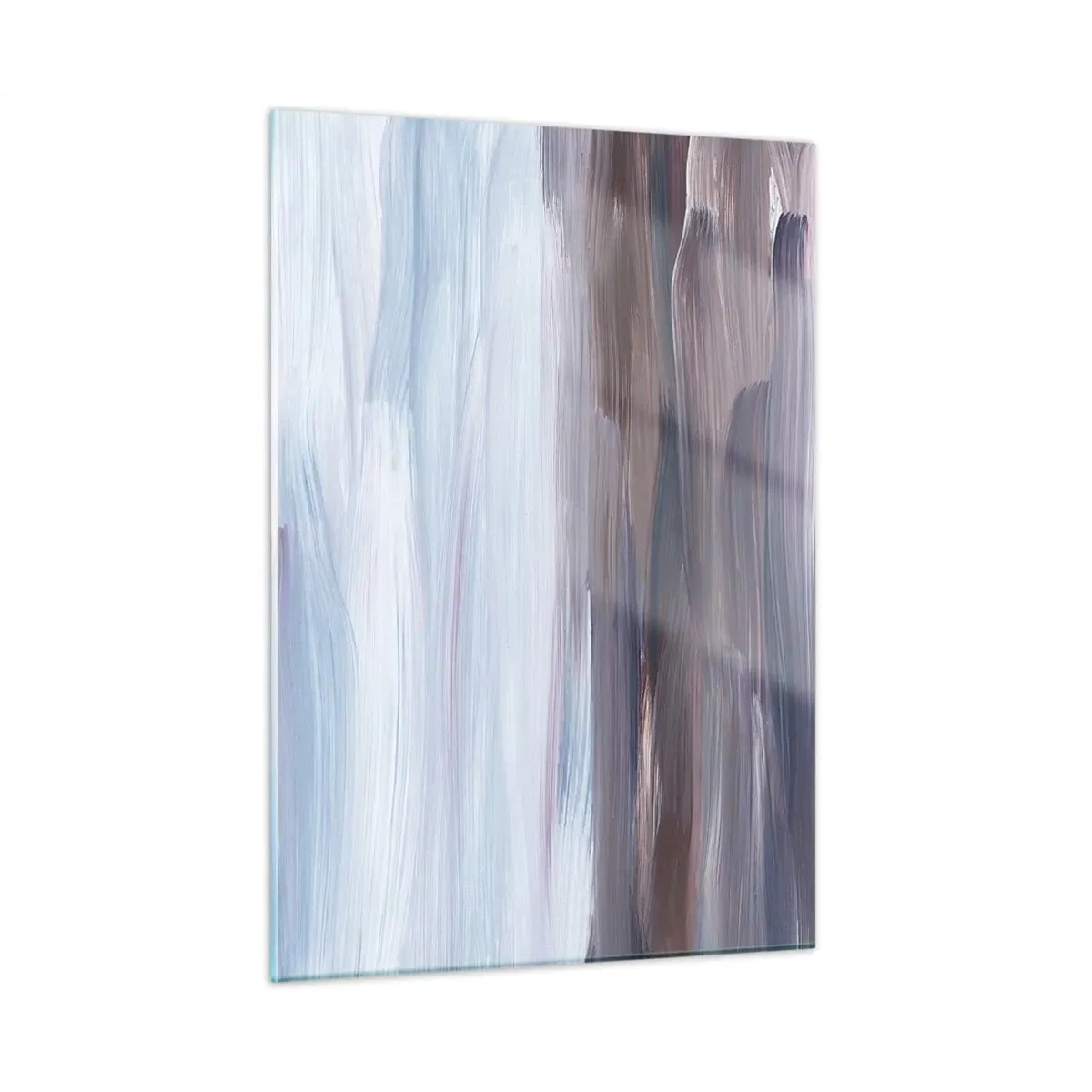 Quadro su vetro - Striature orizzontali di acqua in tonalità di blu e marrone in stile astratto - 50x70cm - Gli elementi: l'acqua - Decorazione murale moderna per soggiorno e camera da letto ARTTOR