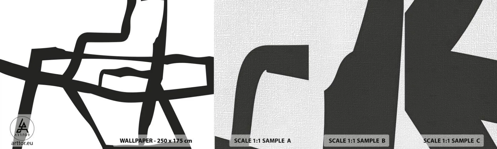 Campione di Fotomurale Premium Canvas - Struttura bianca e nera - Linea, Bianco e nero, Astrattismo - 100x30 cm