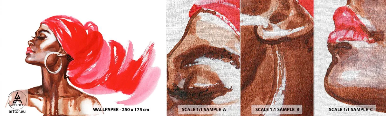 Campione di Fotomurale Premium Canvas - C'è un vento che allarga le narici dell'uomo - Ritratto di una donna, Volto di donna, Astrazione - 100x30 cm