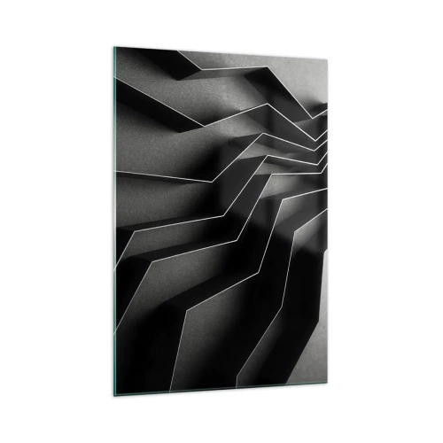 Quadro su vetro - Astrazione in bianco e nero con strutture geometriche - 70x100cm - Ordine tridimensionale - Decorazione murale moderna per soggiorno e camera da letto ARTTOR