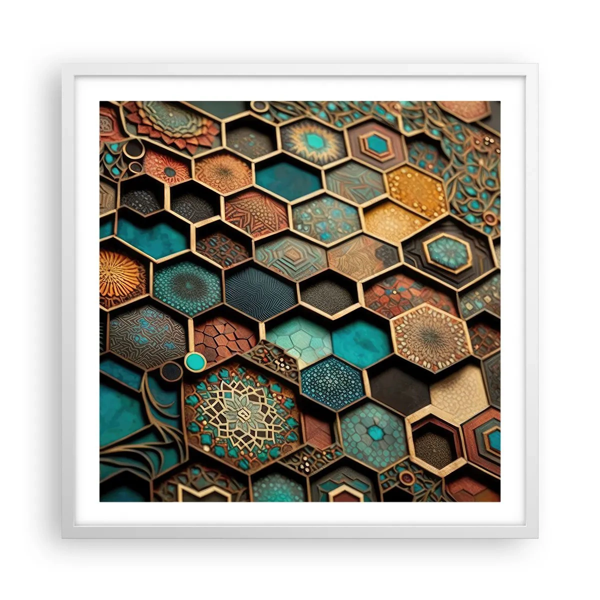 Poster in cornice bianca - Decorazioni arabe: variazione - 60x60 cm