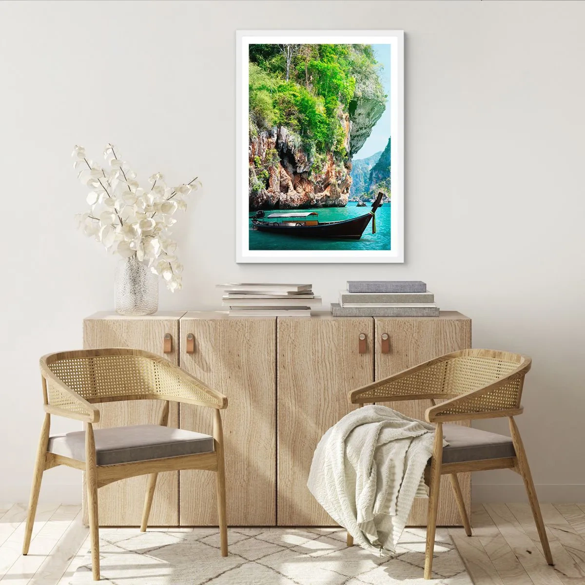 Poster in cornice bianca - Invito a un viaggio esotico - 50x70 cm