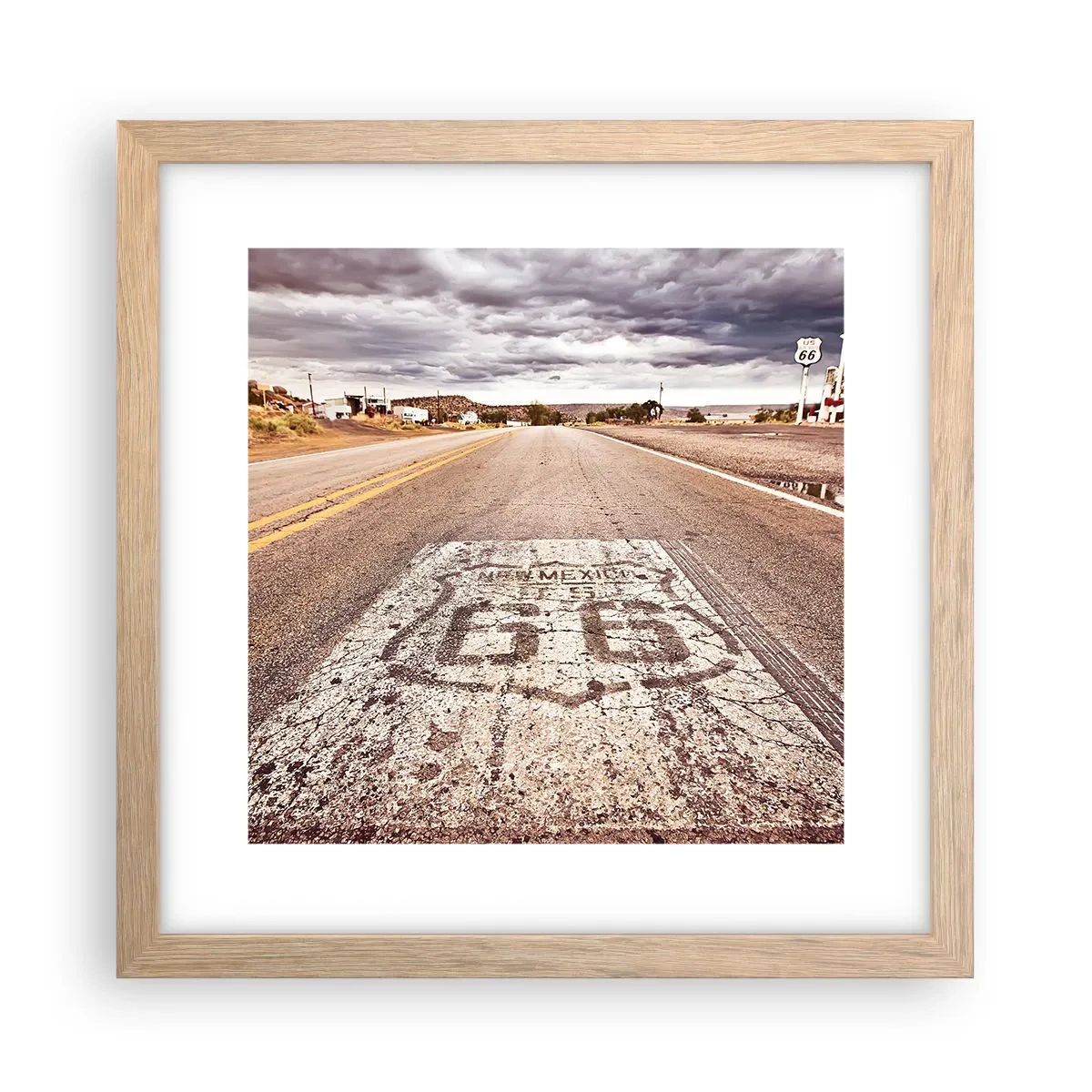 Poster in cornice rovere chiaro - La Route 66: una leggenda americana - 30x30 cm