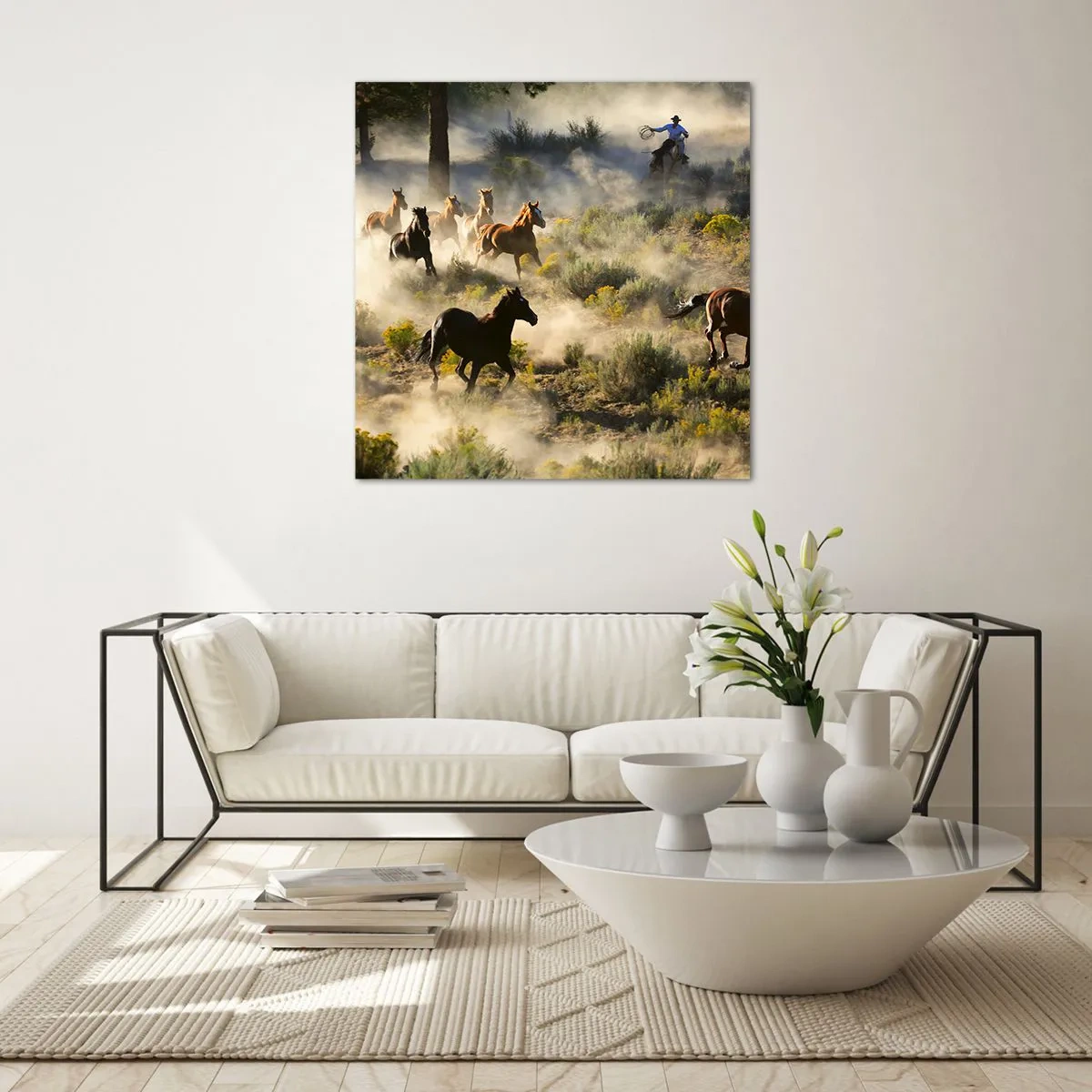 Quadro su vetro - Rivalità: libertà o forza mascolina? - 70x70 cm