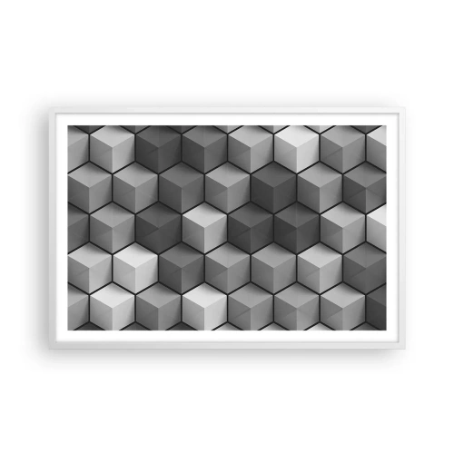 Poster in cornice bianca - Puzzle cubista - 91x61 cm
