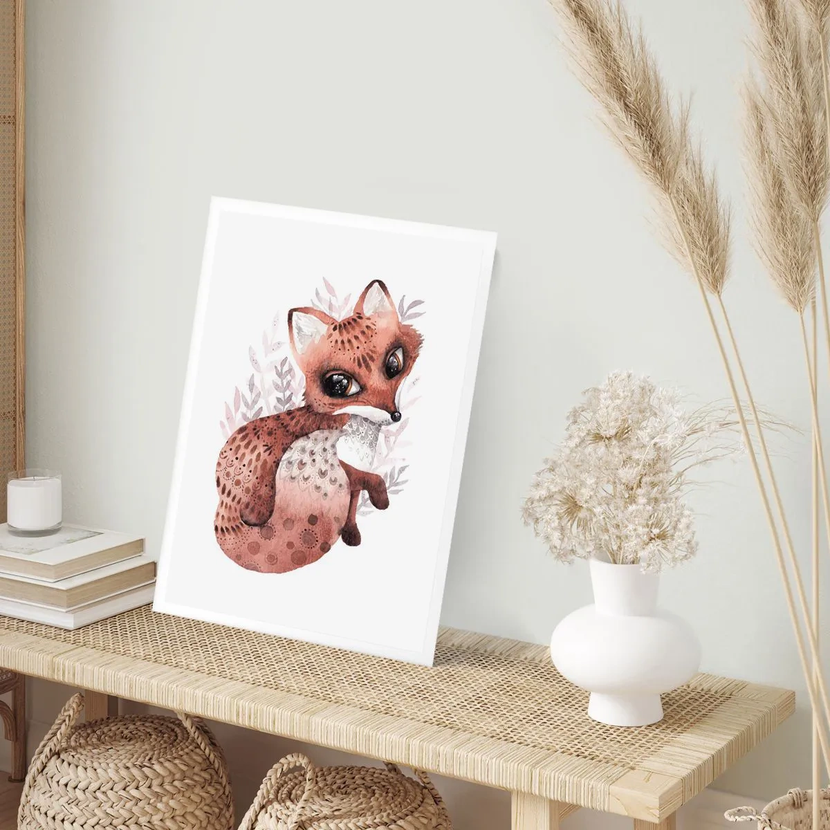 Poster - Una simpatica volpe acquerellata su sfondo bianco - 50x70cm - Semplicemente da amare - Decorazione murale moderna per soggiorno e camera da letto ARTTOR