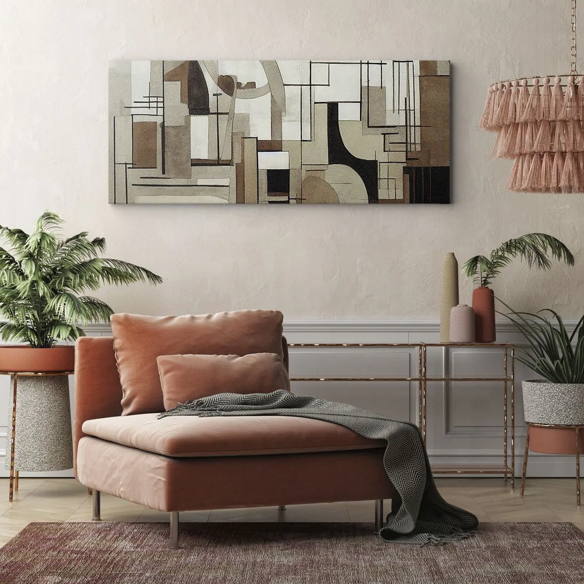 Quadro su tela - Stampe su Tela - Astrazione architettonica in beige e marrone - 160x50cm - Paesaggio urbano 2.0 - Decorazione murale moderna per soggiorno e camera da letto ARTTOR