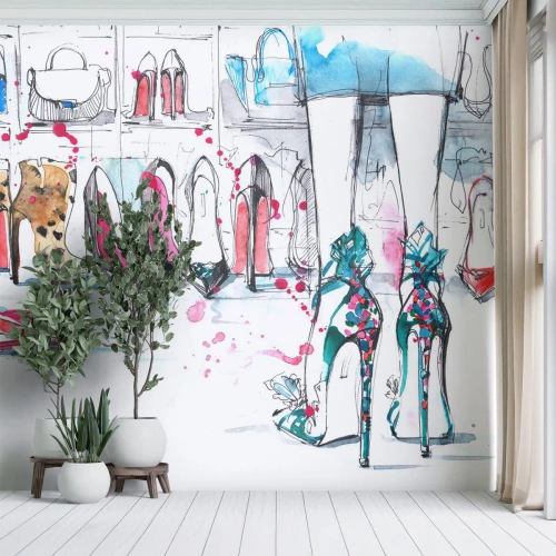 Fotomurali Premium Sand - Apriti sesamo - Guardaroba femminile, Moda, Borsa - 250x175 cm