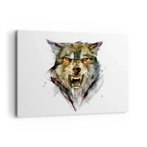 Quadro su tela - Stampe su Tela - Un lupo pericoloso in una forma dinamica e artistica - 100x70cm - Non si passa! - Decorazione murale moderna per soggiorno e camera da letto ARTTOR