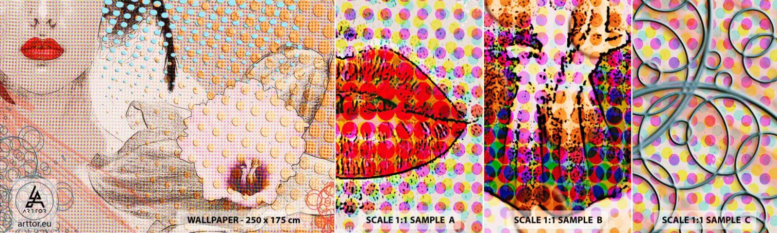 Campione di Fotomurale Adesivo Deluxe Sticker - Eroina dei fumetti - Astrazione, Volto di donna, Pezzo - 100x30 cm