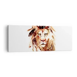 Quadro su tela - Stampe su Tela - Ritratto ad acquerello di un leone con dettagli intensi - 140x50cm - Forza e dignità - Decorazione murale moderna per soggiorno e camera da letto ARTTOR