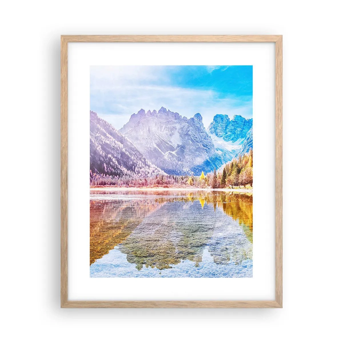 Poster in cornice rovere chiaro - E nei monti è già autunno - 40x50 cm