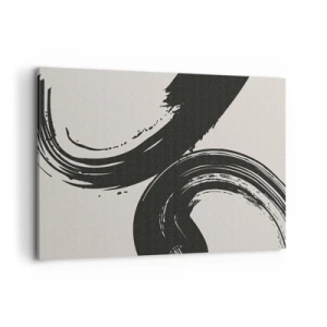 Quadro su tela - Stampe su Tela - Pennellate dinamiche in nero su sfondo chiaro - 120x80cm - Energico e circolare - Decorazione murale moderna per soggiorno e camera da letto ARTTOR