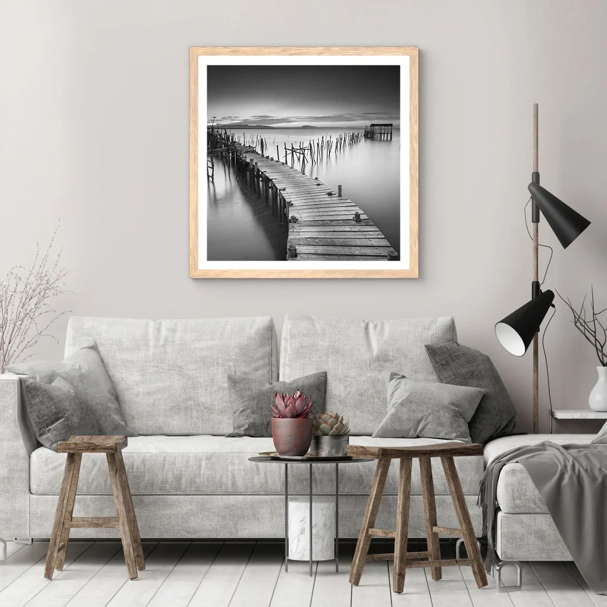 Poster in cornice rovere chiaro - La pace della riva dimenticata - 50x50 cm