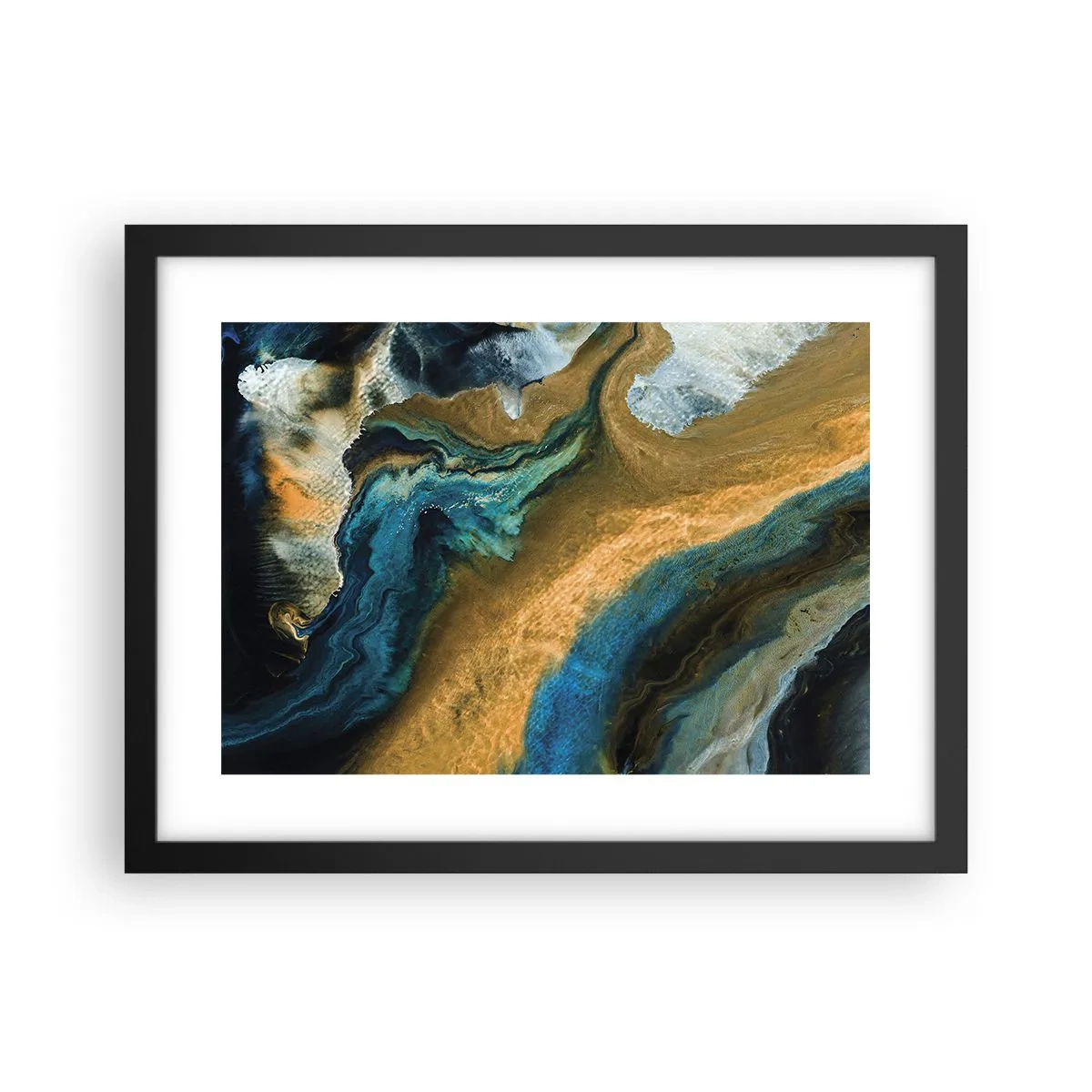Poster in cornice nera - Blu-oro: influenza reciproca - 40x30 cm