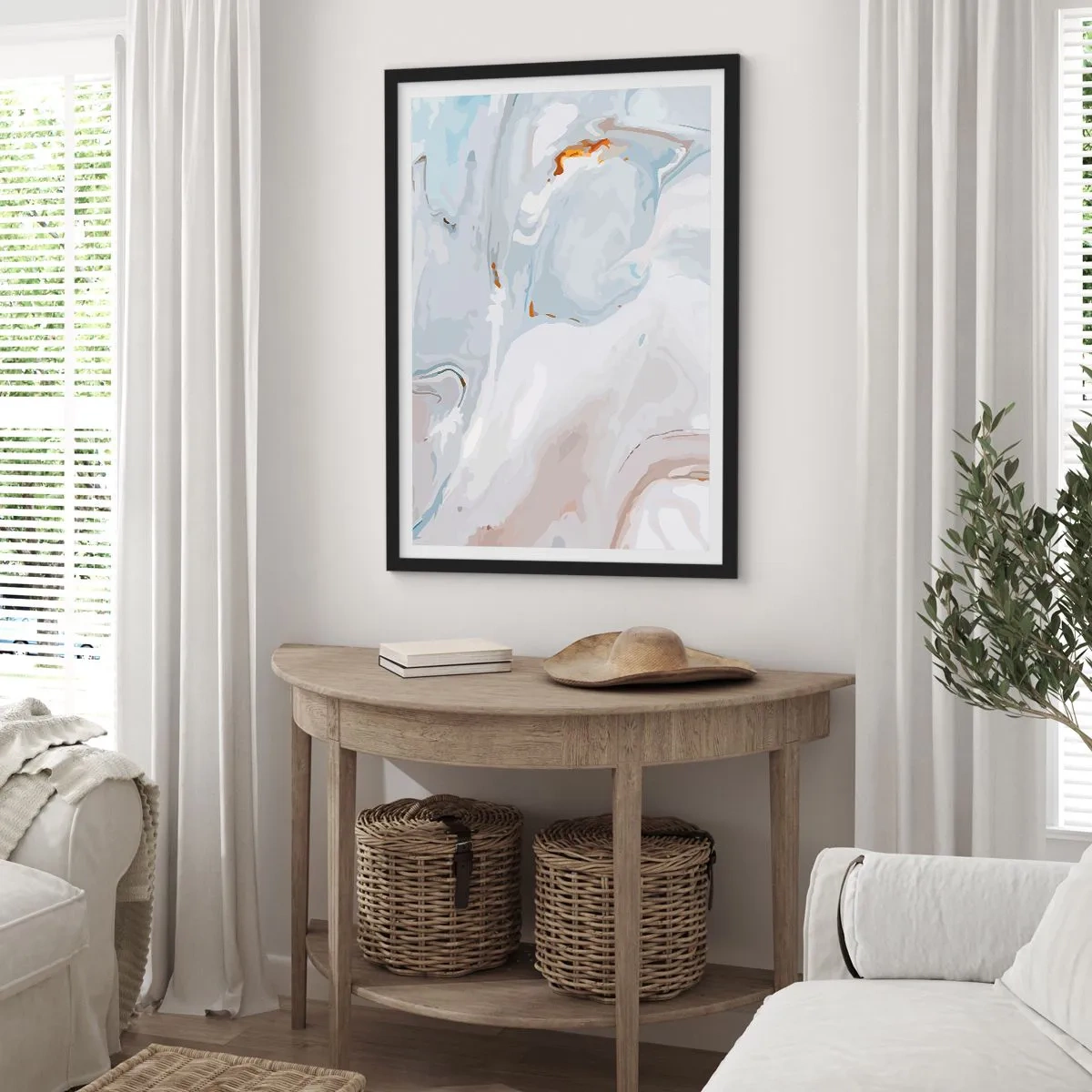 Poster in cornice nera - Bianchi sovrapposti - 61x91 cm