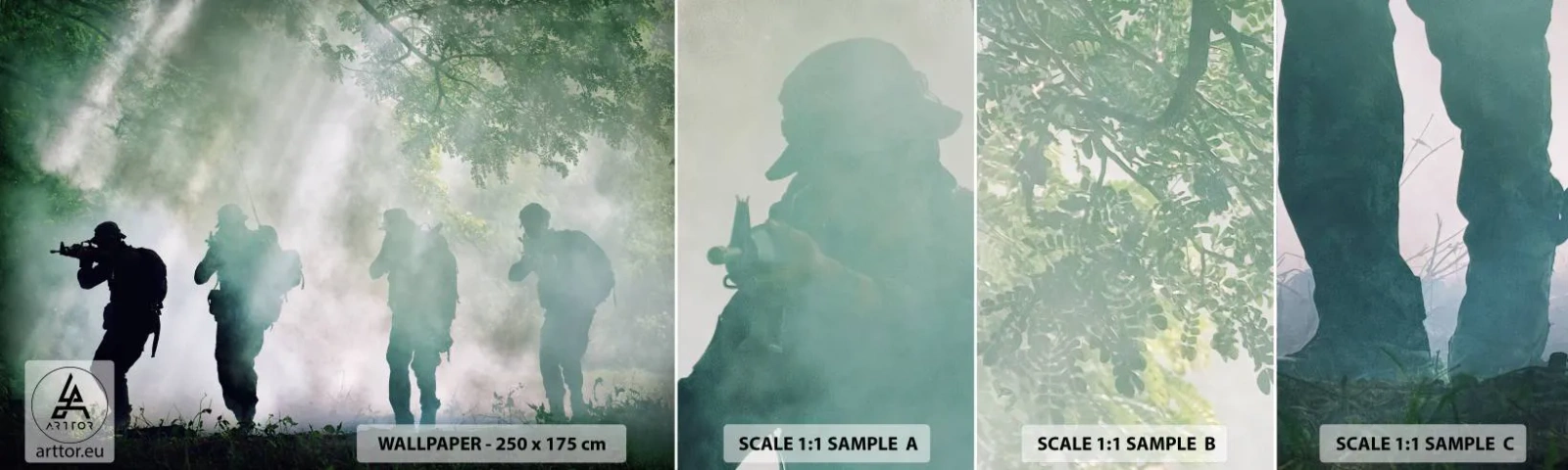 Campione Di Fotomurale Standard Eco - Uno per tutti… - Soldato, Arma, Fucile - 100x30 cm