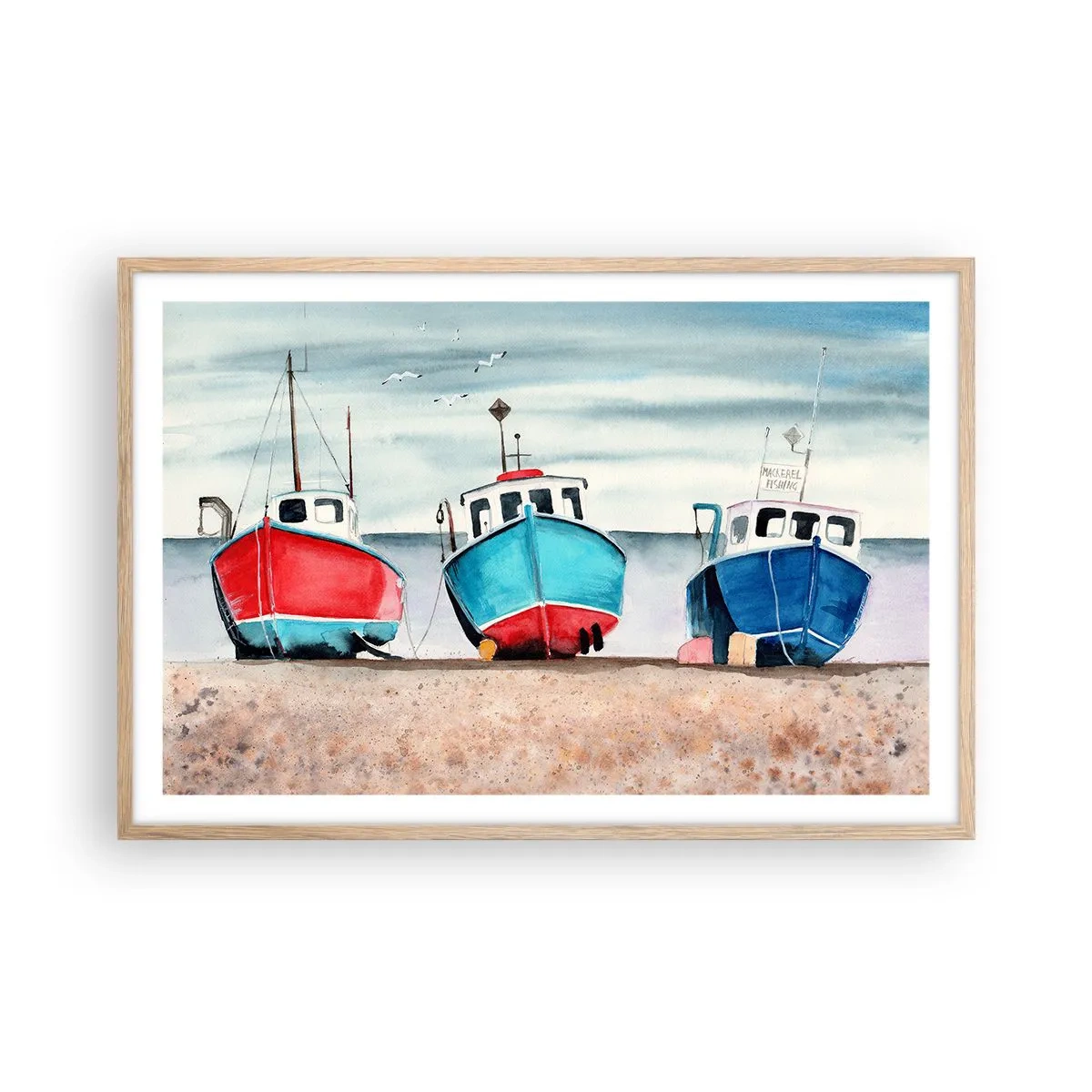 Poster in cornice rovere chiaro - Pronte alla pesca - 91x61 cm