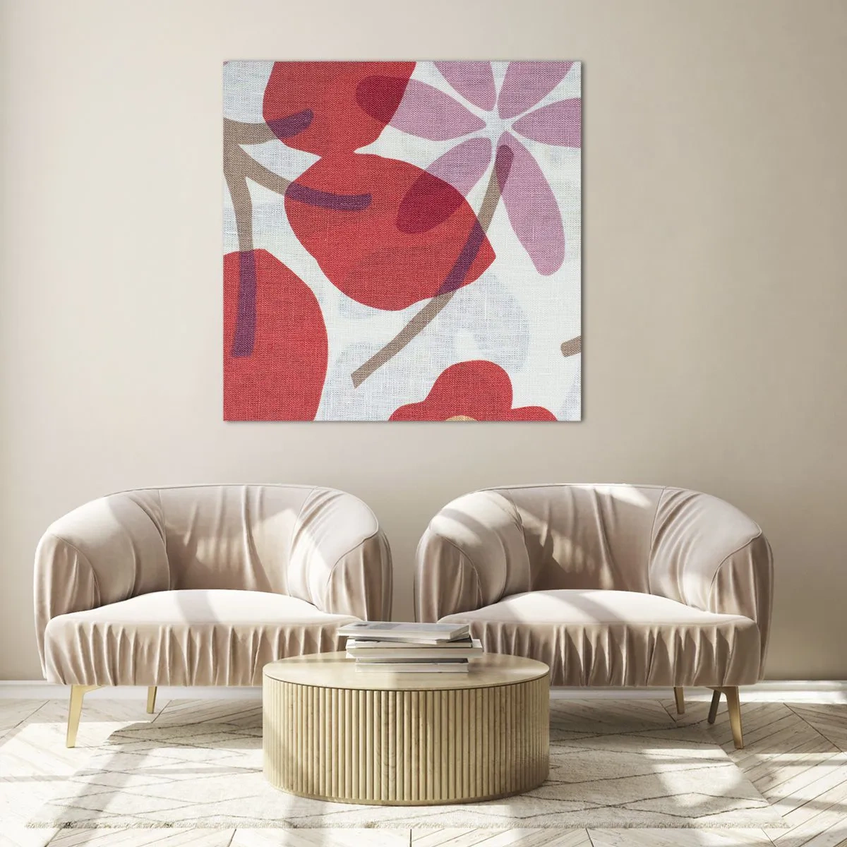 Quadro su vetro - Composizione di fiori in rosa - 60x60 cm