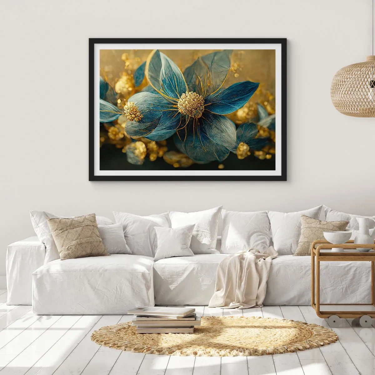 Poster in cornice nera - Fiorire d'oro - 50x40 cm