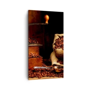 Quadro su tela - Stampe su Tela - Natura morta con chicchi di caffè e macinino - 45x80 cm