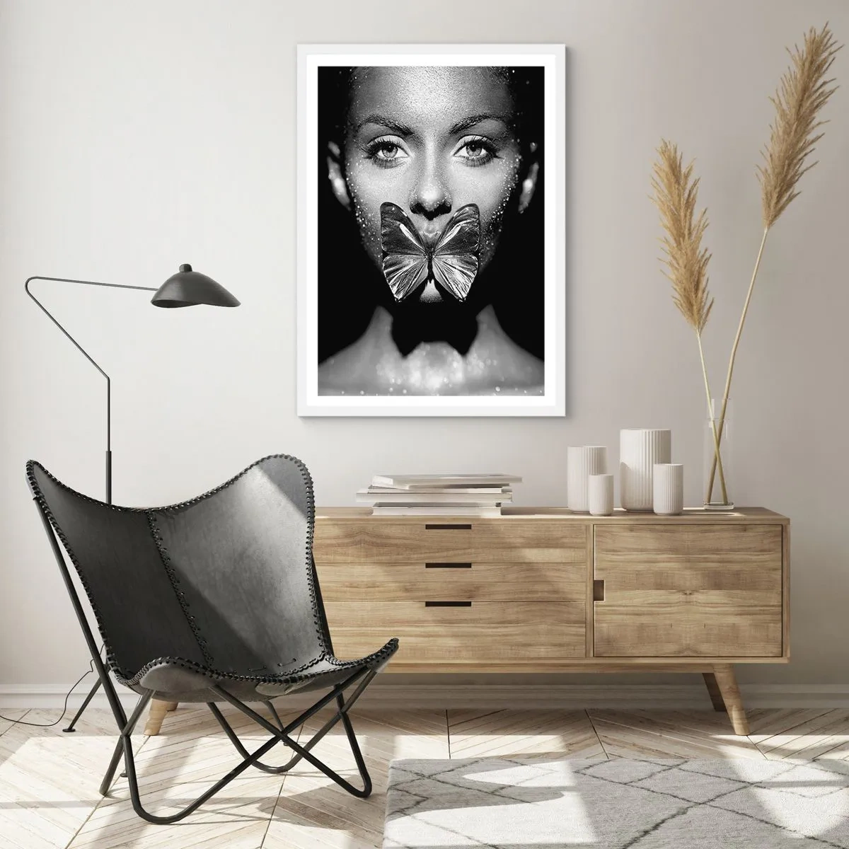 Poster in cornice bianca - Il bacio delle farfalle - 50x70 cm