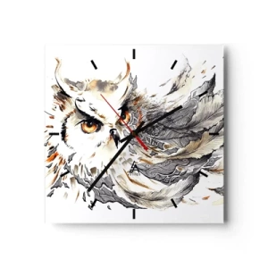 Orologio da parete - Orologio in Vetro - Un gufo con piume mistiche in una forma artistica di acquerello - 30x30cm - Giunta dal mondo della magia - Decorazione murale moderna per soggiorno e camera da letto ARTTOR