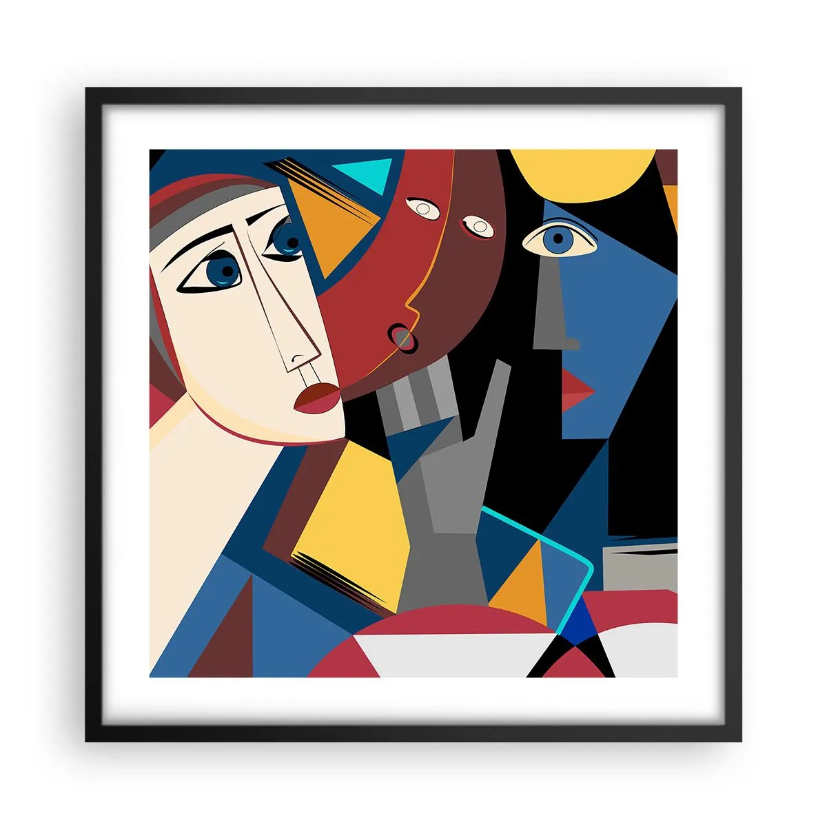 Poster in cornice nera - Dialogo di cubisti - 50x50 cm