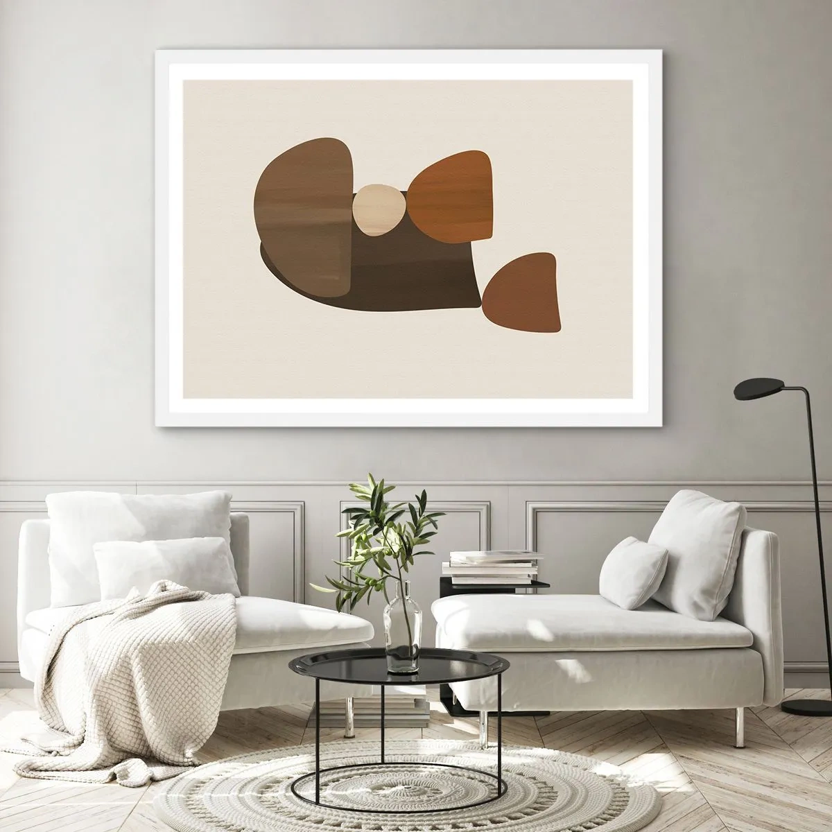 Poster in cornice bianca - Composizione in marrone - 91x61 cm