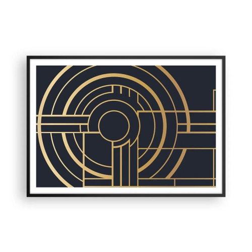 Poster in cornice nera - Motivo geometrico con linee dorate - 100x70cm - Il giro delle cose - Decorazione murale moderna per soggiorno e camera da letto ARTTOR