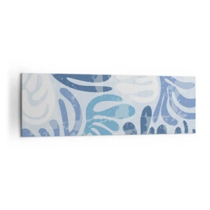 Quadro su tela - Stampe su Tela - Forme astratte nelle tonalità del blu su sfondo bianco - 160x50cm - Felci blu - Decorazione murale moderna per soggiorno e camera da letto ARTTOR
