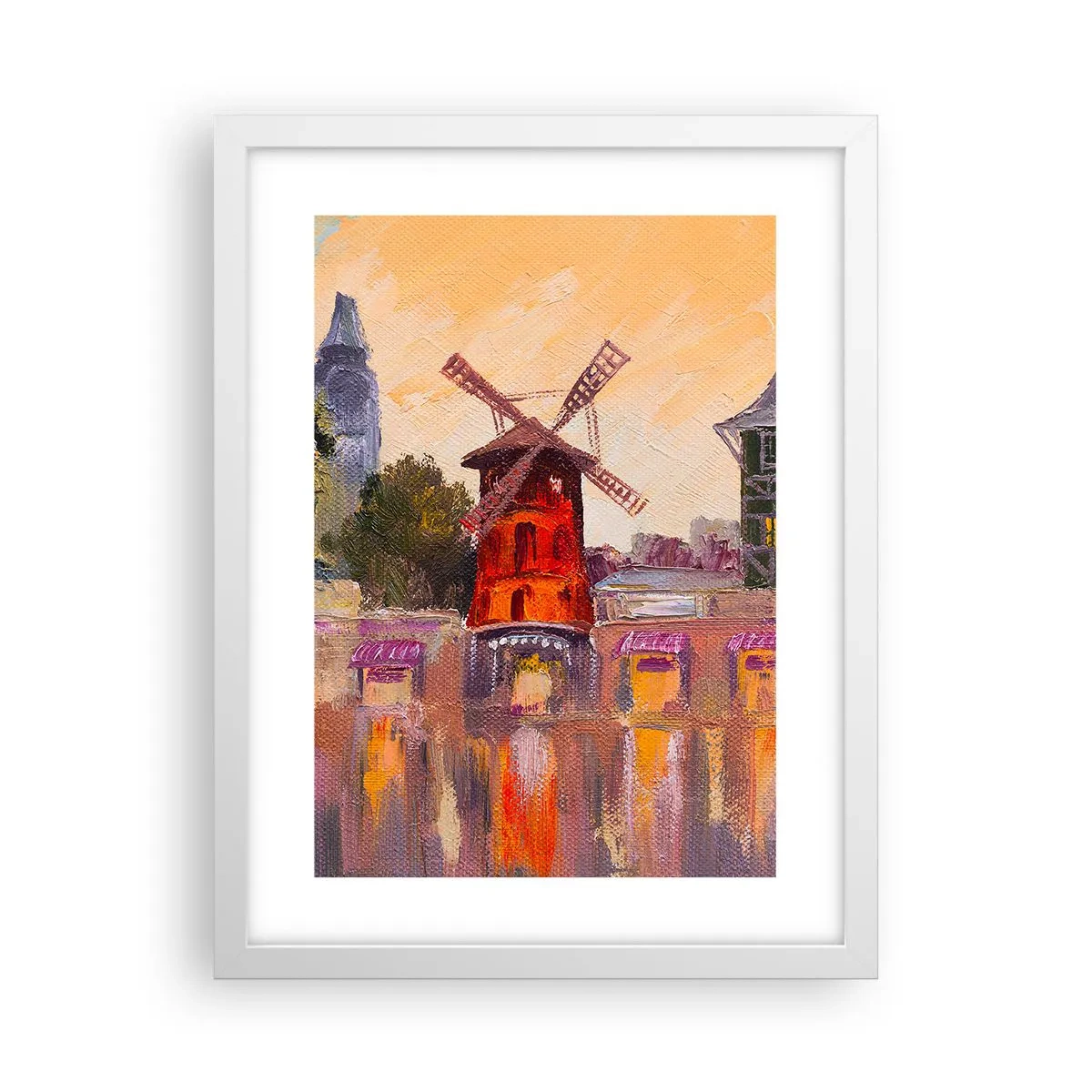 Poster in cornice bianca - Le icone di Parigi: il Moulin Rouge - 30x40 cm