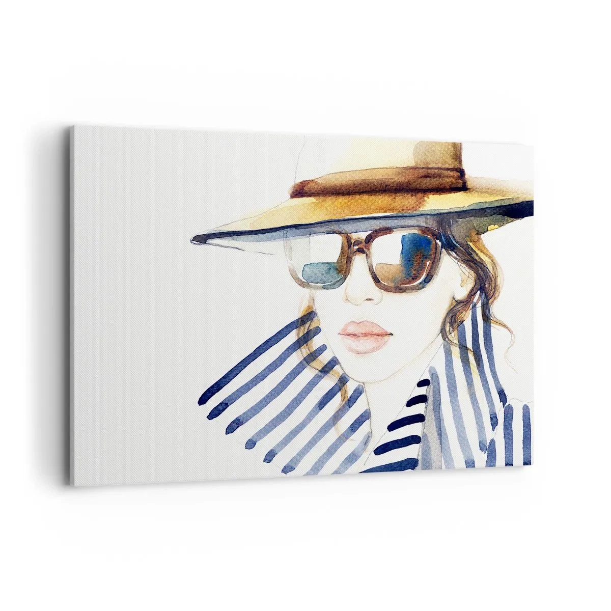 Quadro su tela - Stampe su Tela - Ritratto di una donna con cappello e occhiali da sole - 100x70cm - La Florida dà il benvenuto! - Decorazione murale moderna per soggiorno e camera da letto ARTTOR